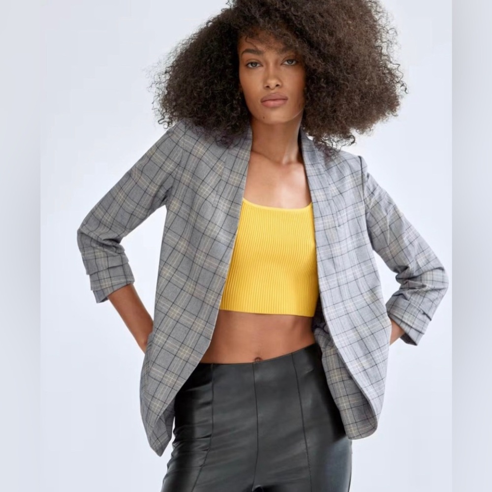 Aritzia New Power Plaid Open-Front Business casual Formal Blazer Size 2